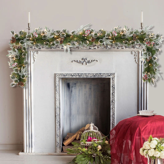 9 ft Pre-lit Decorated Christmas Garland with Clear Lights