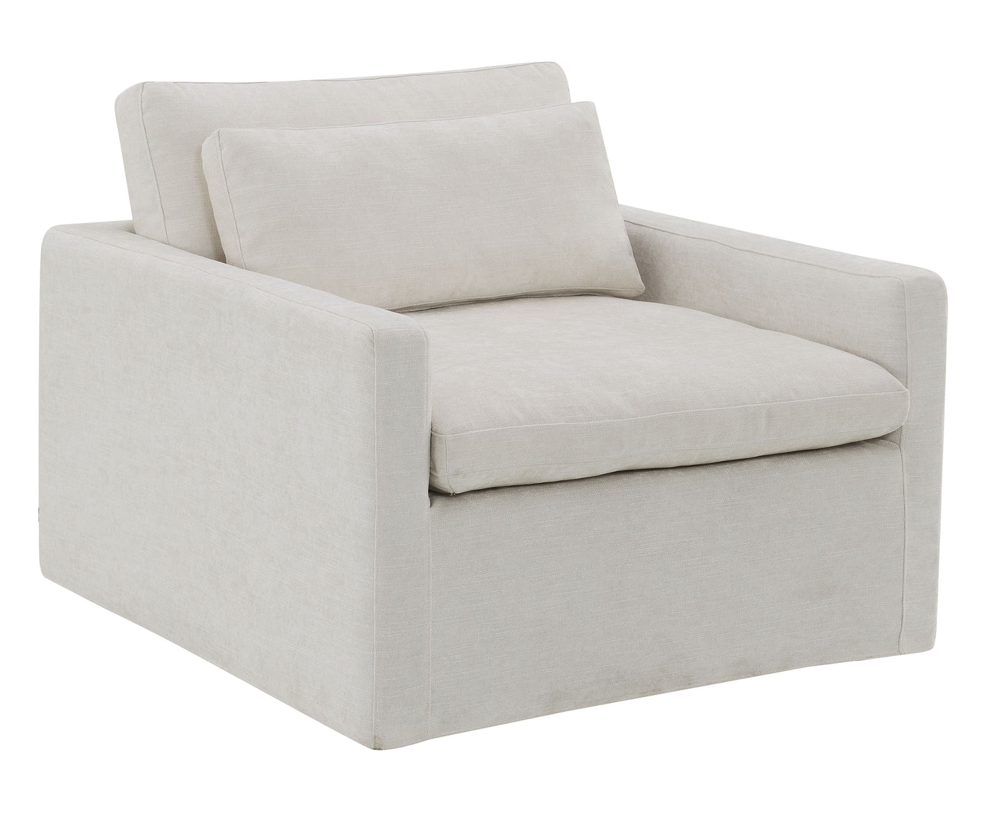 Upholstered Swivel Chair with Toss Pillow and Wood Frame