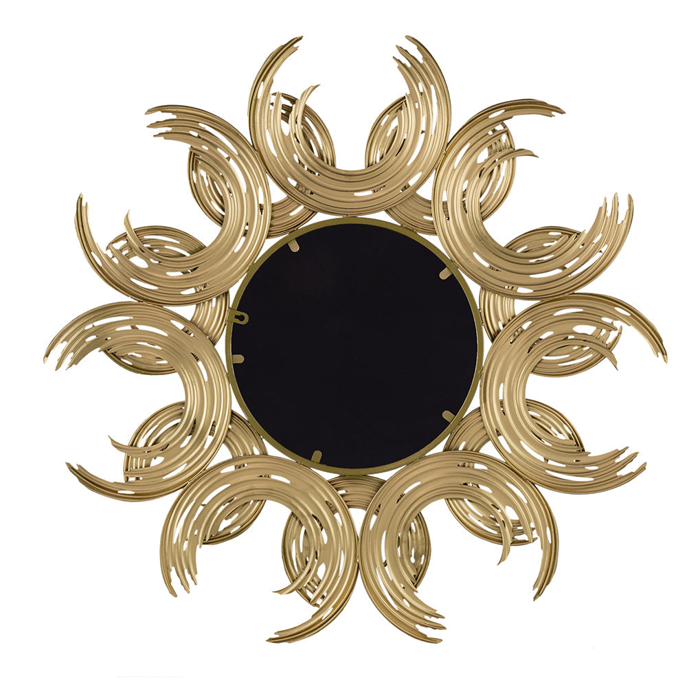 Wall Mirror with Sunburst Design and Metal Frame