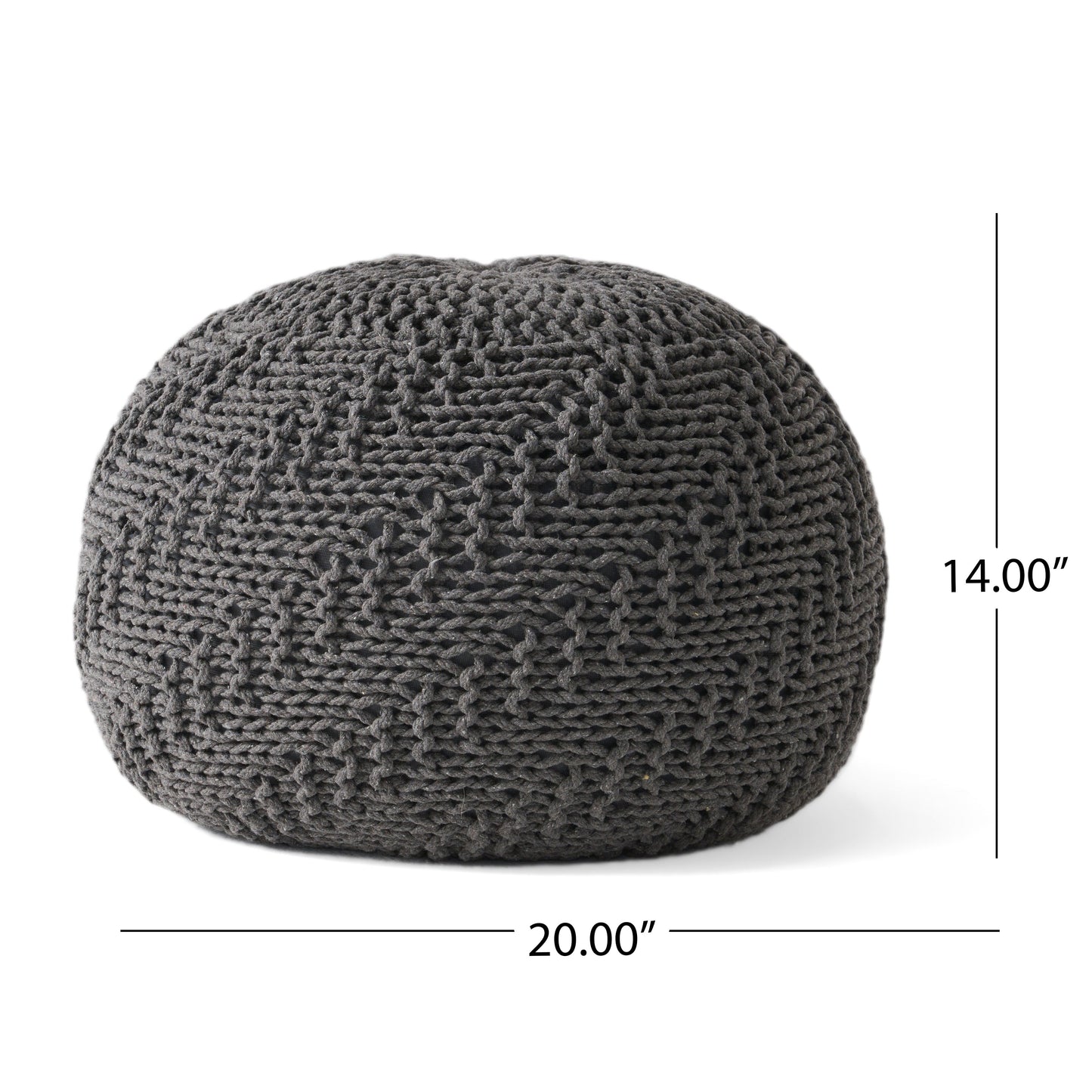 Claritys Round Pouf with Knit Weave Design
