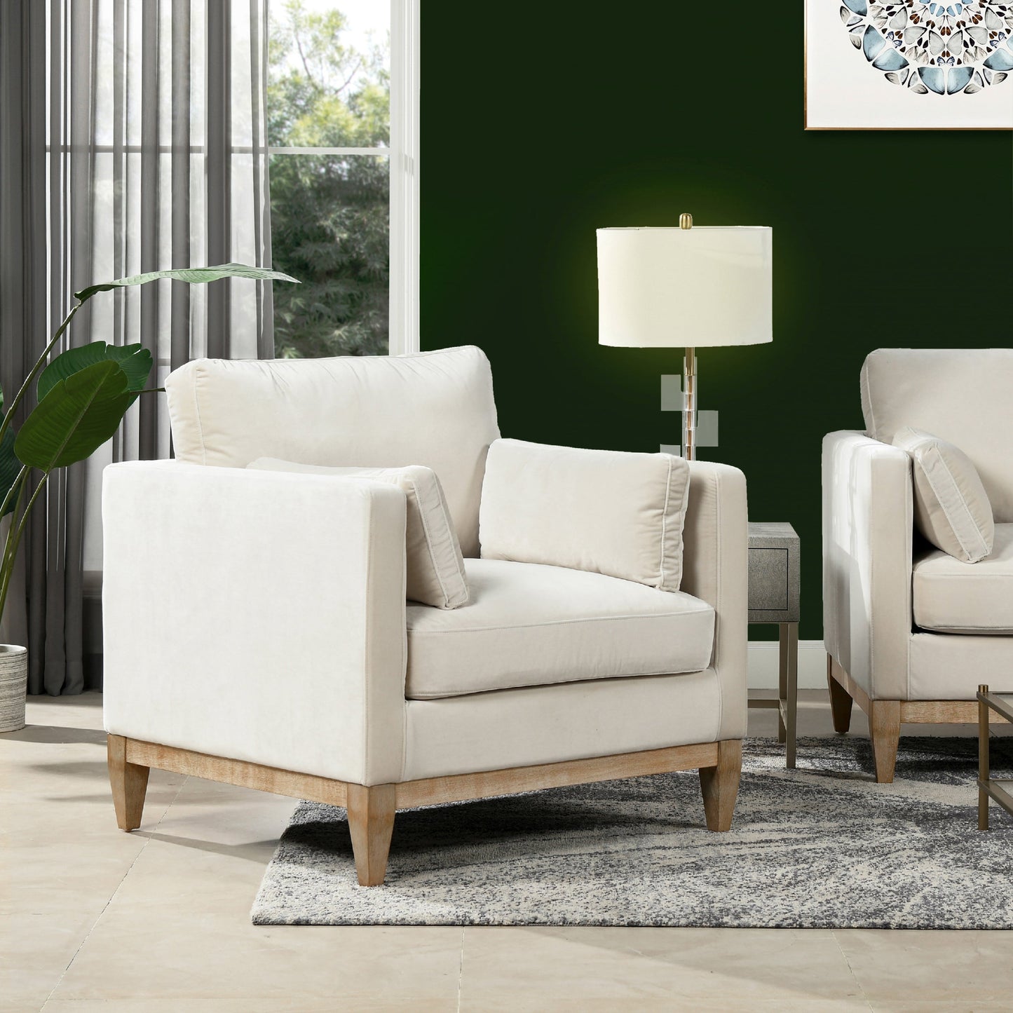 Contour Velvet Upholstered Accent Chair with Removable and Reversible Back