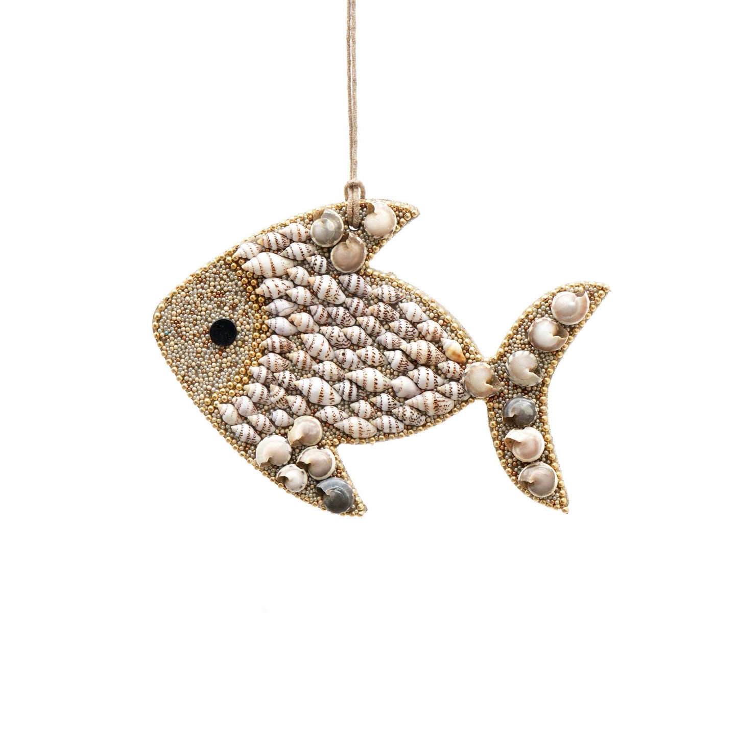 Shell & Glass Beaded Lac  Fish Ornament, Set of 6