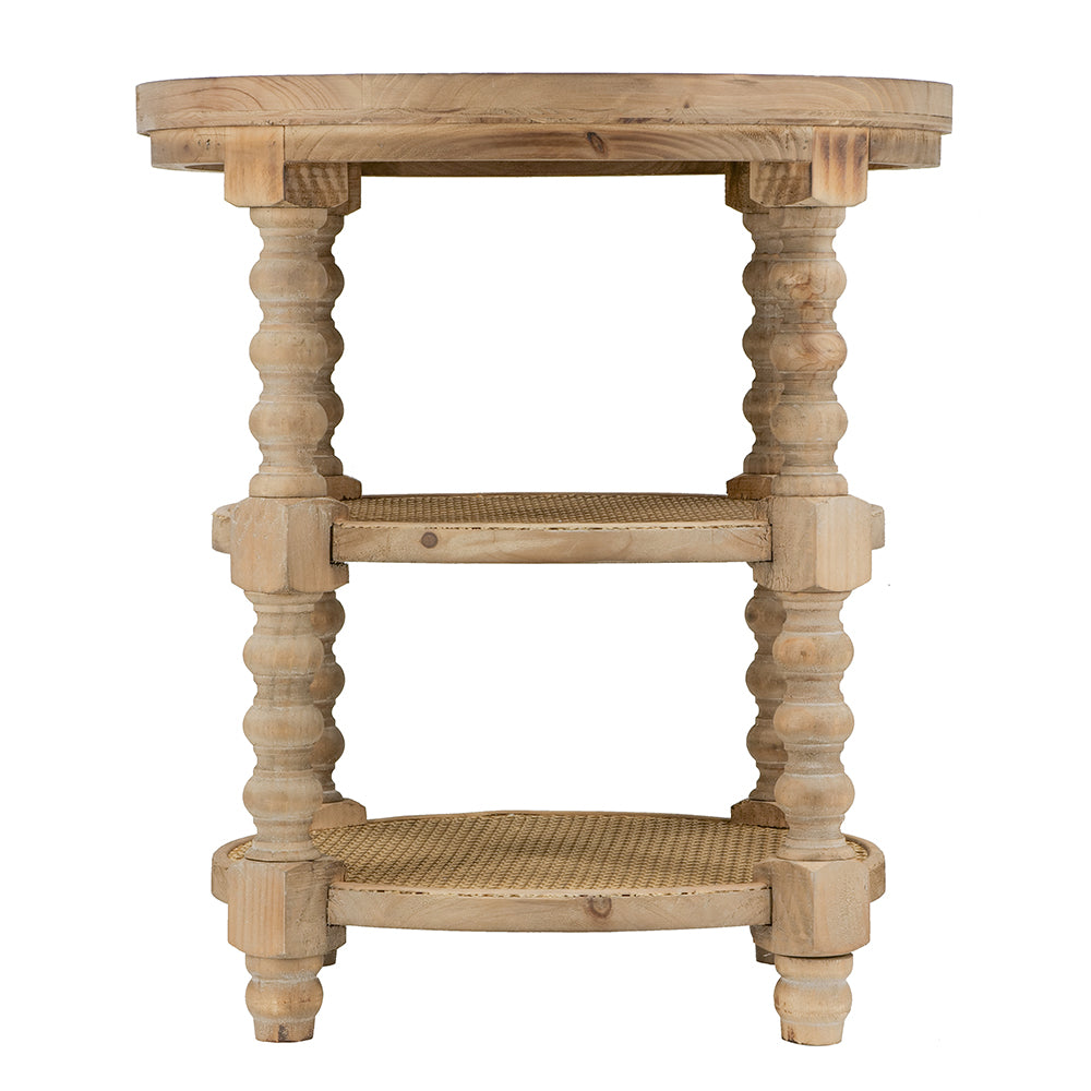 Round 3-Tiered Side Table with Turned Legs