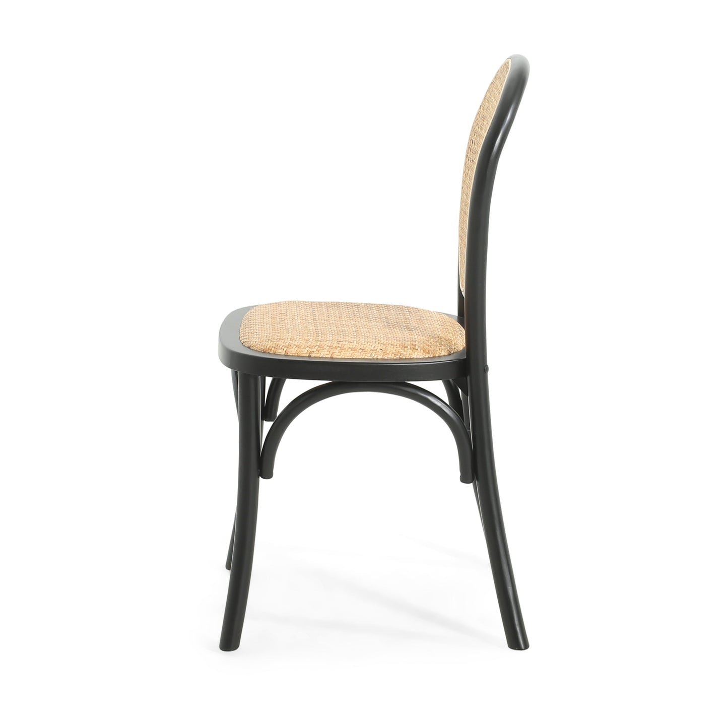 Qyros Dining Chair with Round Backrest and Curved Legs, Set of 2