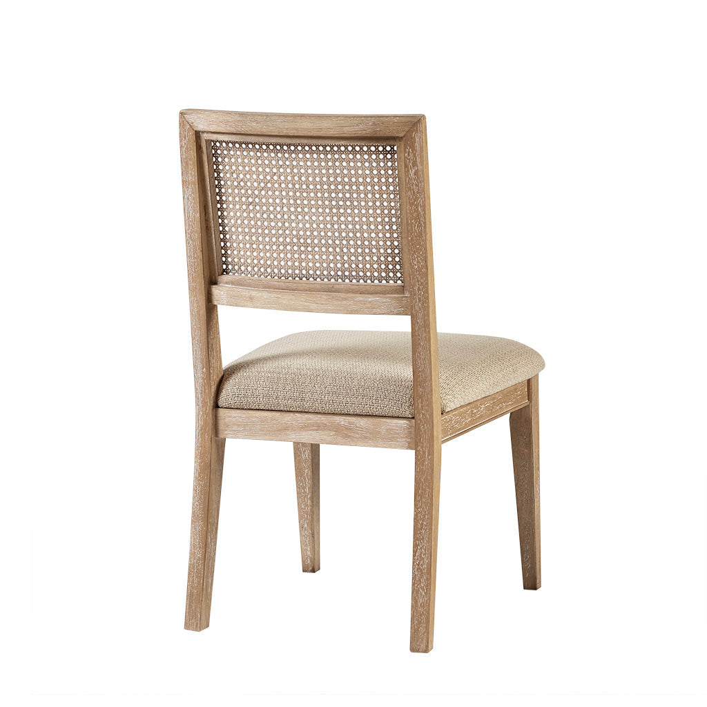 Armless Dining Chair with Cane Back and Tapered Wood Legs, Set of 2