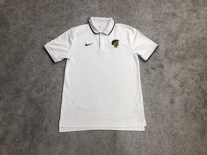 Nike Polo Shirts Mens Small White Logo Short Sleeve Casual Lightweight