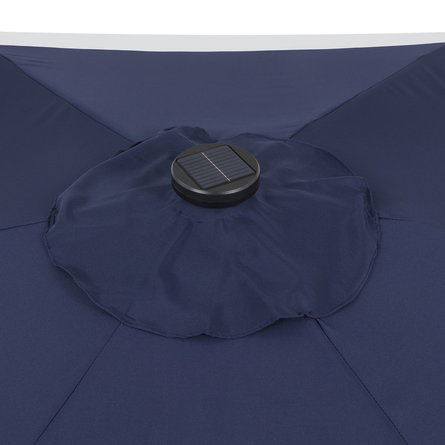 Spencer Classic Coastal 2-Tone Solar LED Market Patio Umbrella with 12 LED Strip Lights