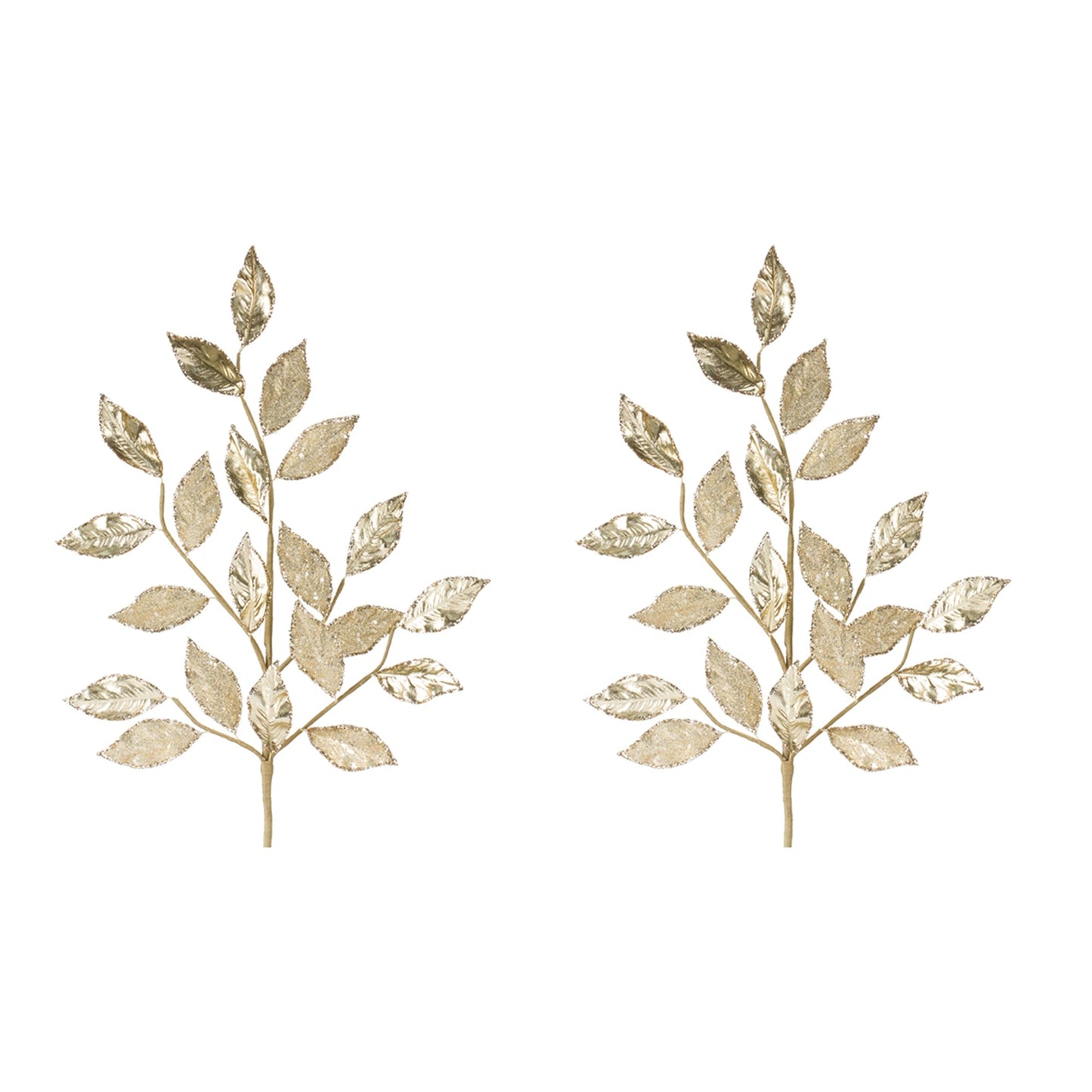 Glittered Leaf Spray, Set of 2