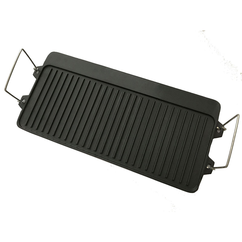 Wildtrak Reversible Cast Iron 40cm BBQ Griddle Plate for 2-Burner Stove (Black)