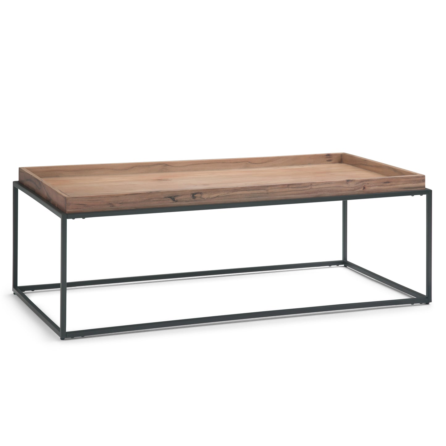 Coffee Table with Fixed Tray Top and Metal Frame