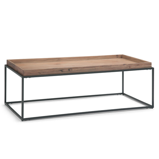 Coffee Table with Fixed Tray Top and Metal Frame