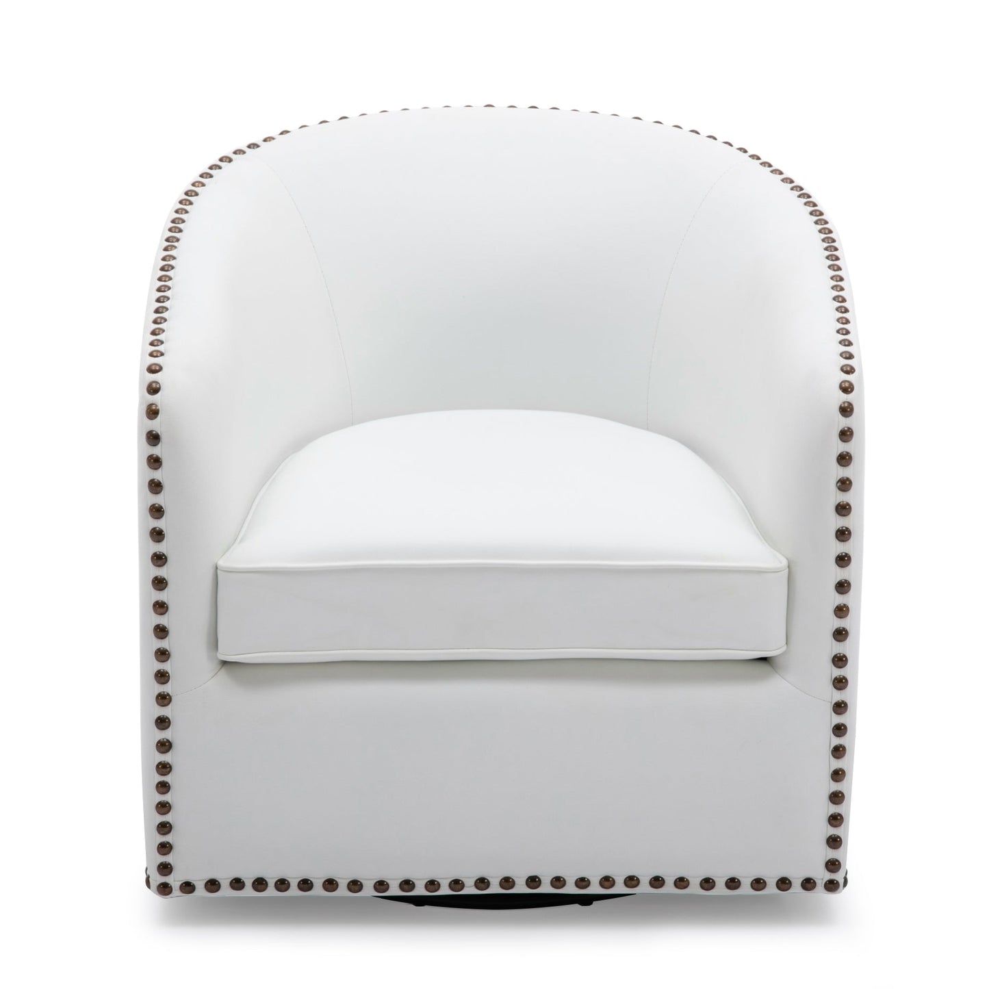 Upholstered Swivel Chair with Sloped Arms, Nailhead Trim and Tight Back