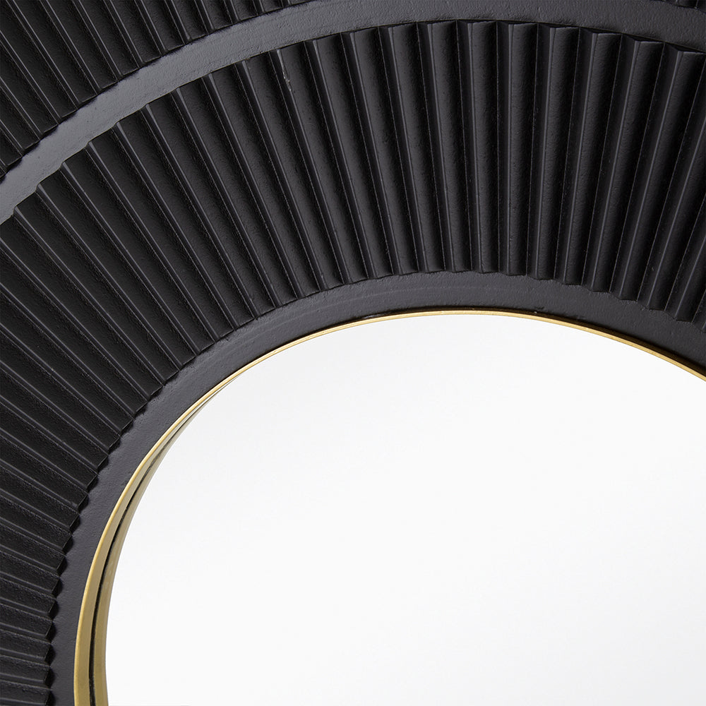 Square Wall Mirror with Pleated Design and Gold Iron Frame