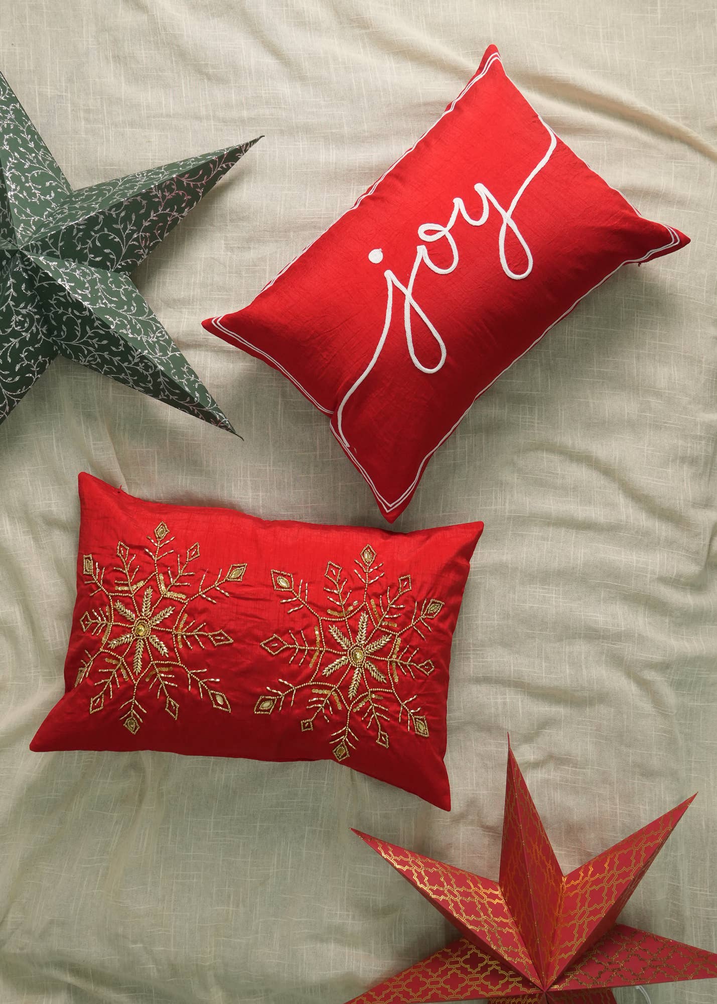Joy Embroidered Decorative Pillow