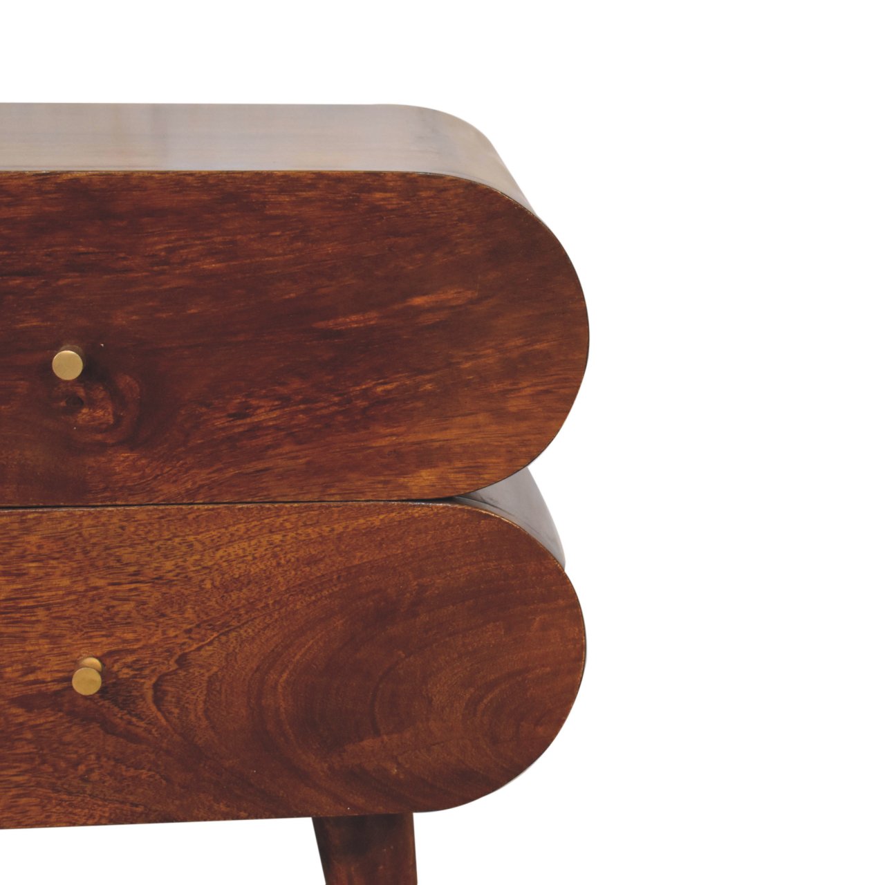 Bedside with 2 Drawers and Round Capsule Design