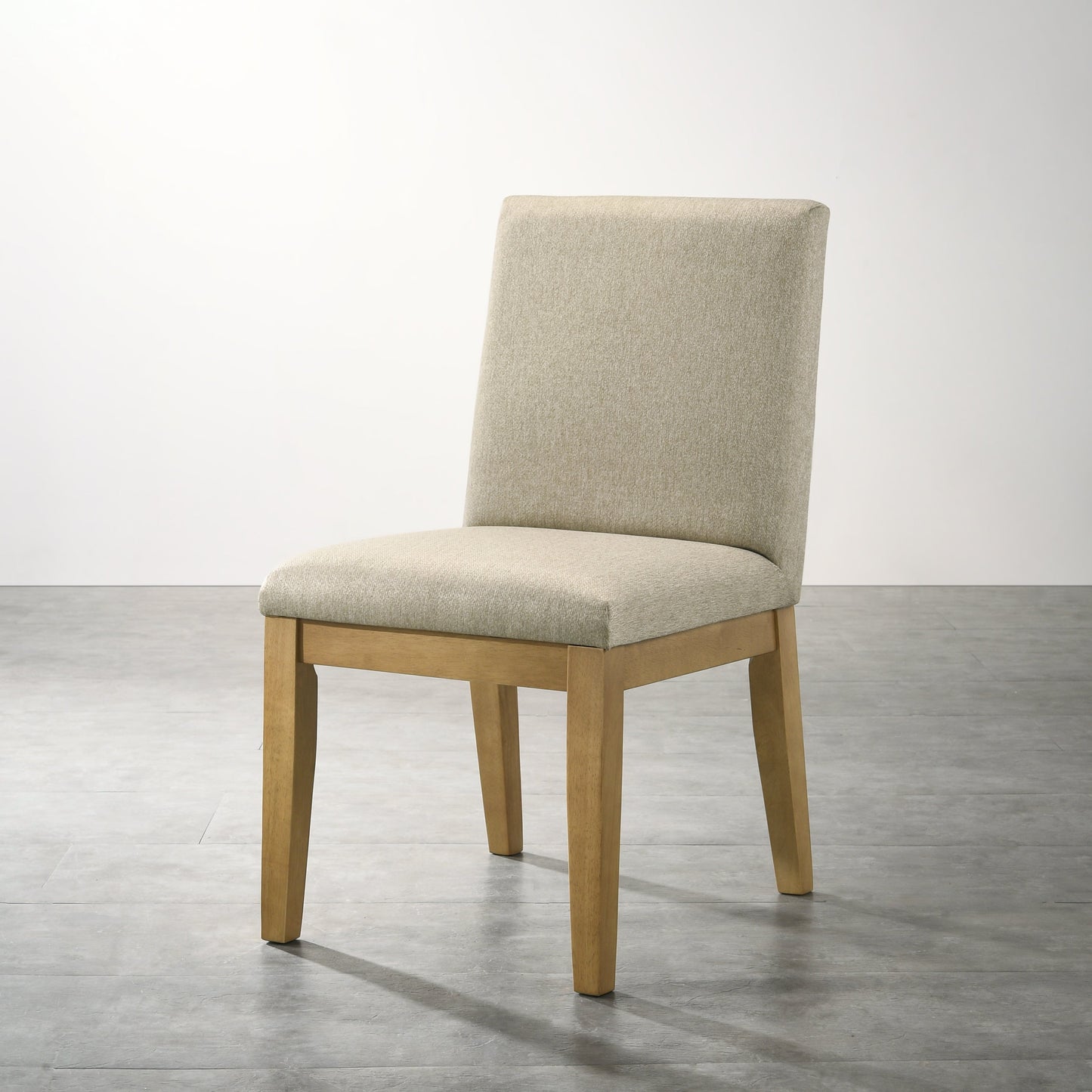Upholstered Dining Chair with Solid Back and Wood Frame, Set of 2