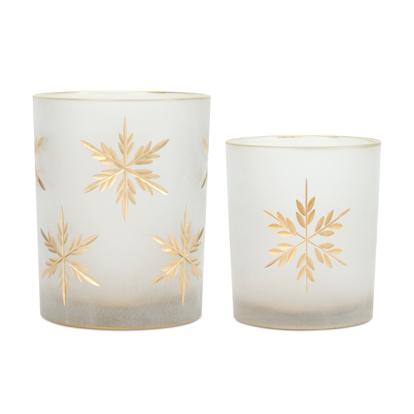 White Frosted Glass Snowflake Votive Candle Holder, Set of 4