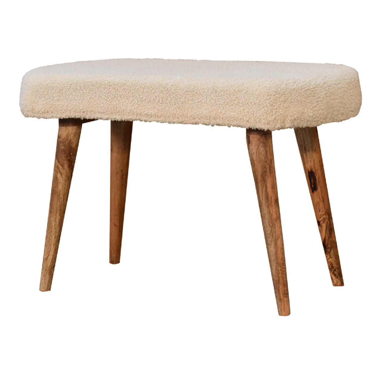 Upholstered Bench with Tapered Wood Legs