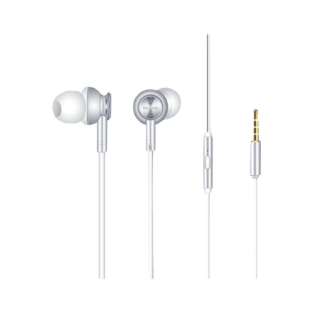 Aiwa In-Ear Gel Performance Wired Earbuds with Mic (White)