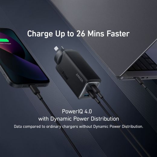 Anker Ganprime 65W 3-Port Wall Charger With Usb-C To Usb-C Cable
