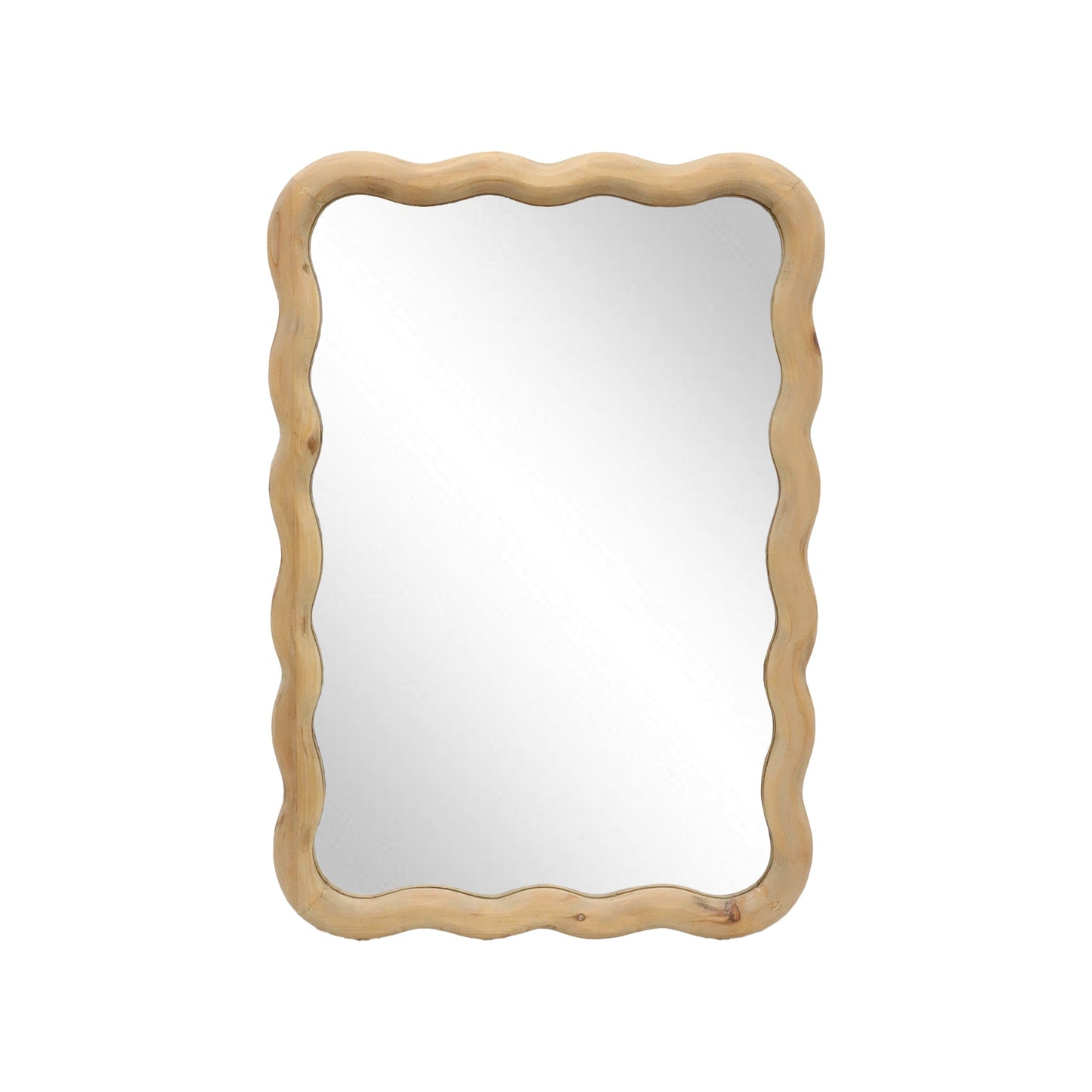 Boho Wavy Mirror, Wood Decorative Wall Mirror