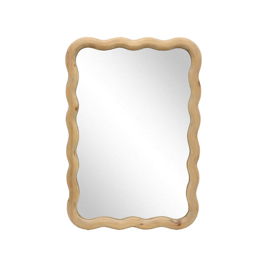 Boho Wavy Mirror, Wood Decorative Wall Mirror