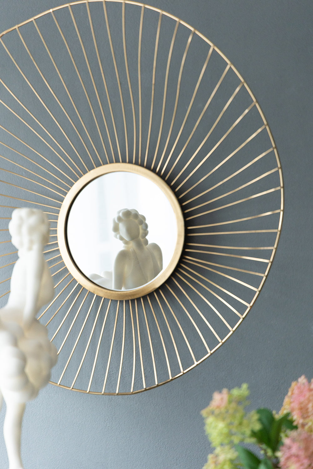 Wall Mirror with Iron Frame and Abstract Design, Set of 3