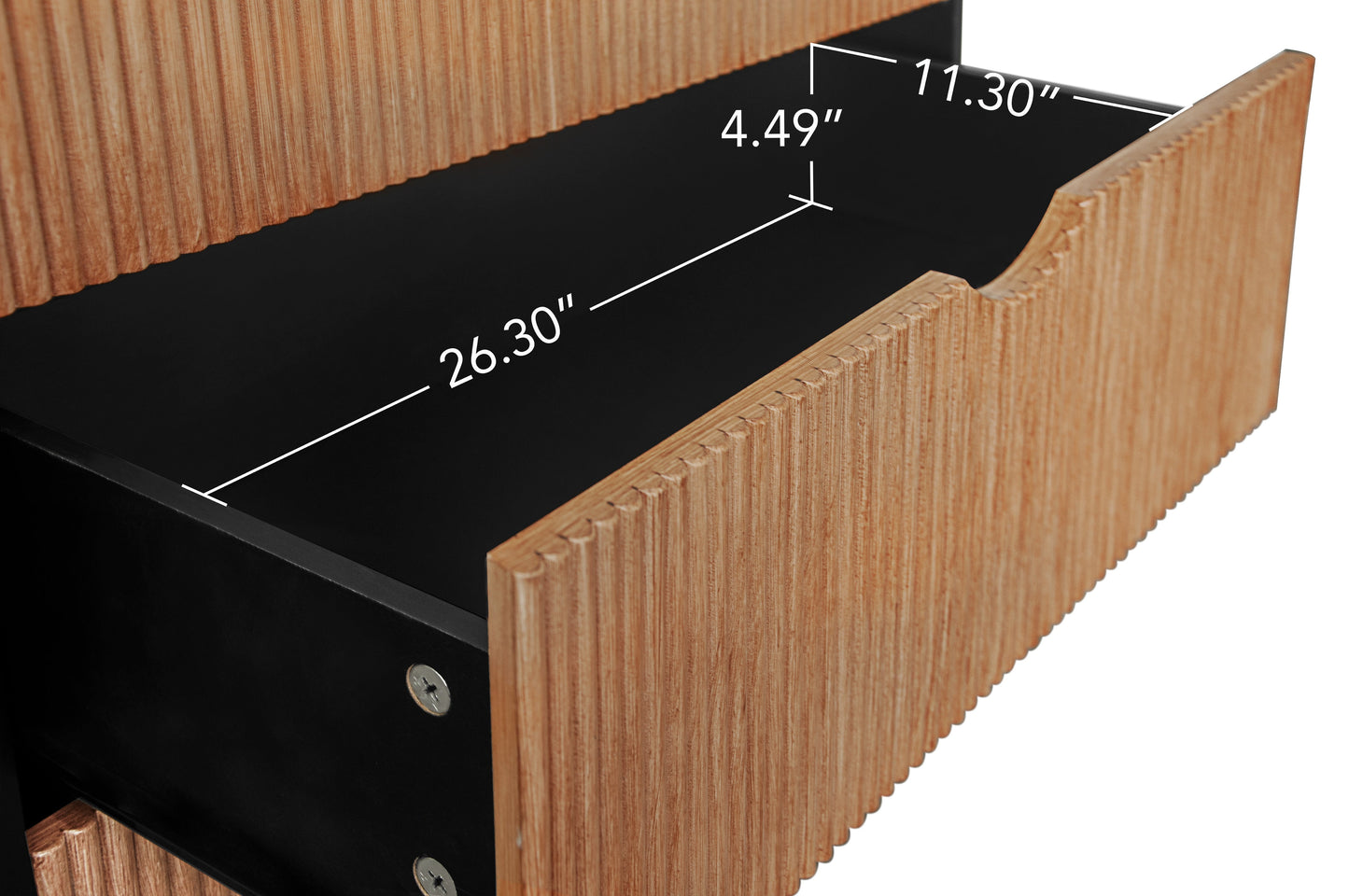 Particle Board Cabinet with Wave Pattern and 3 Drawers