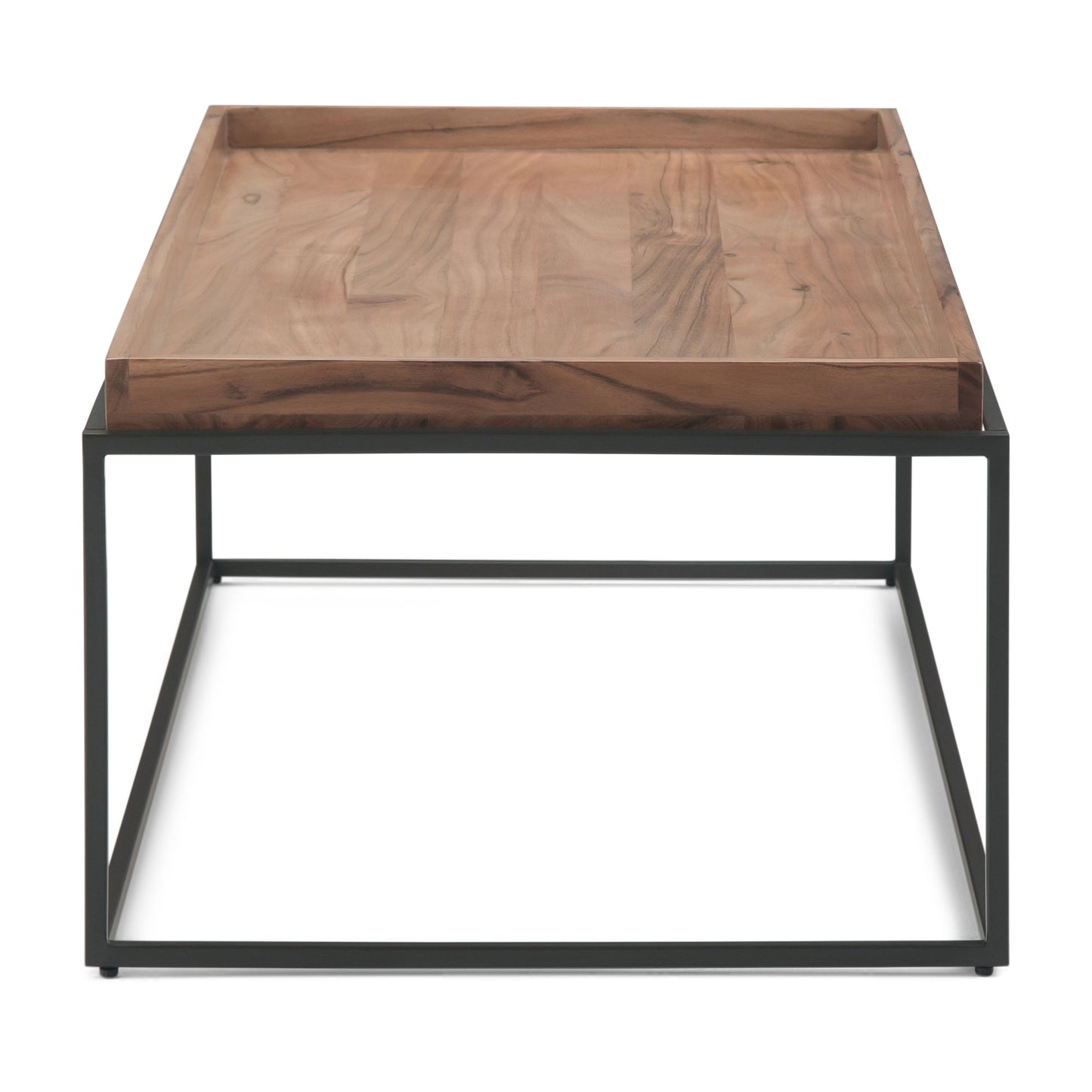 Coffee Table with Fixed Tray Top and Metal Frame