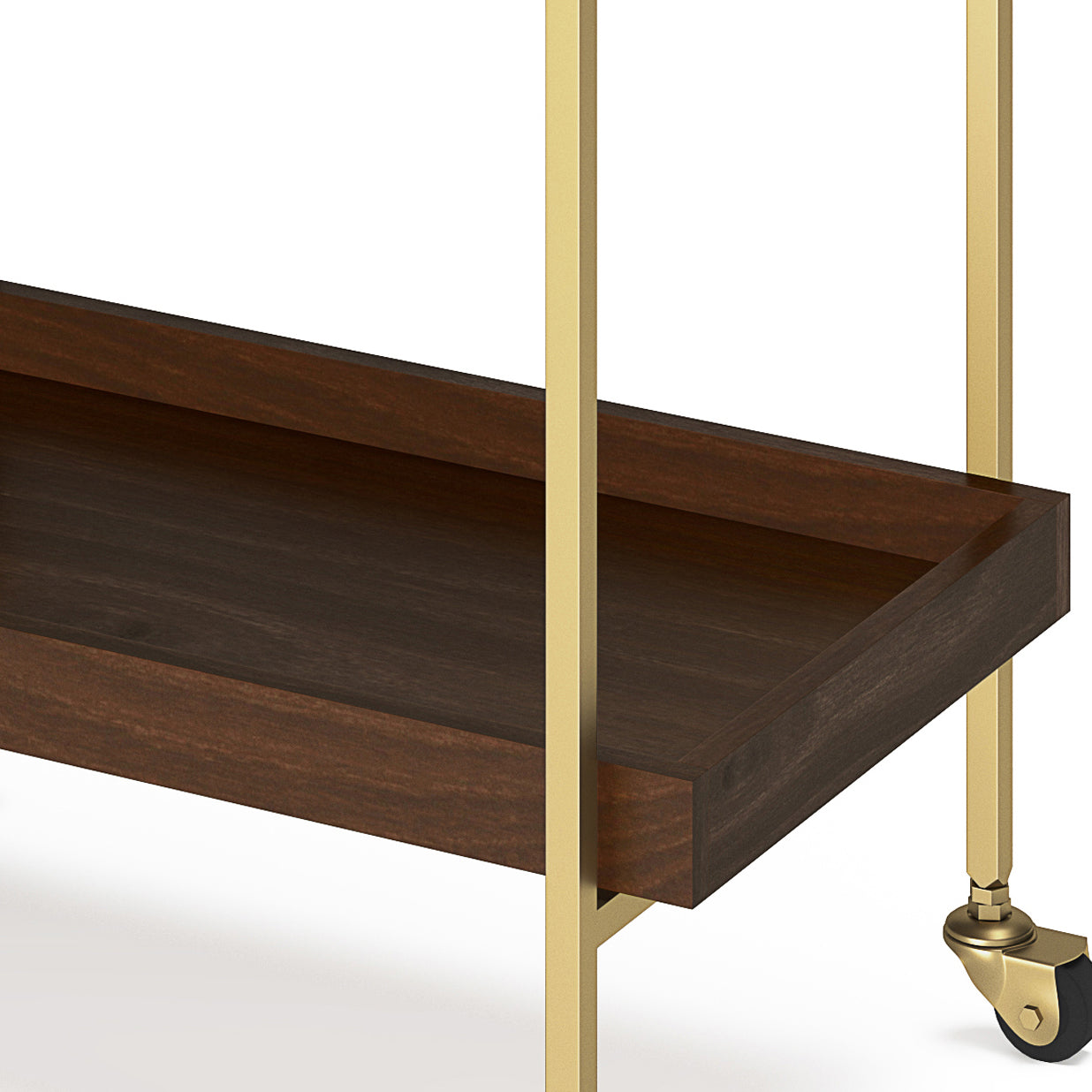 26" Bar Cart with Tempered Glass Middle Shelf and Metal Base