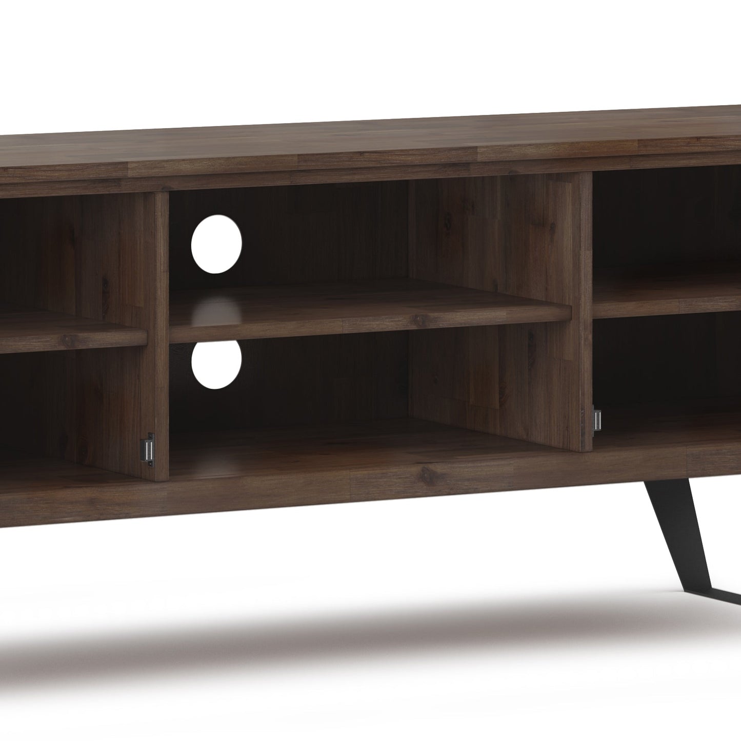 Pioneer TV Stand for TVs Up To 70 Inches with 2 Side Doors, Open Central Shelves and Metal Angled Legs