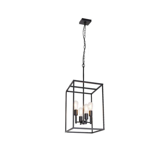 4 Light Pendant Light with Square Wide Cage