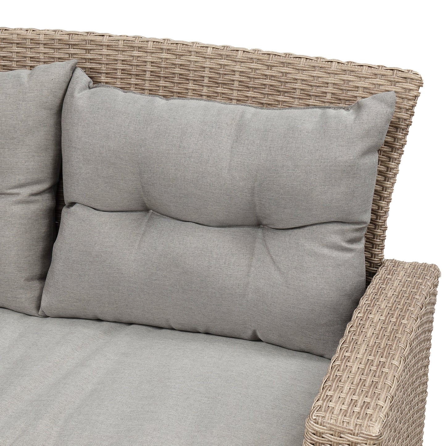 4-Piece Conversation Set with Ottoman and Cushions