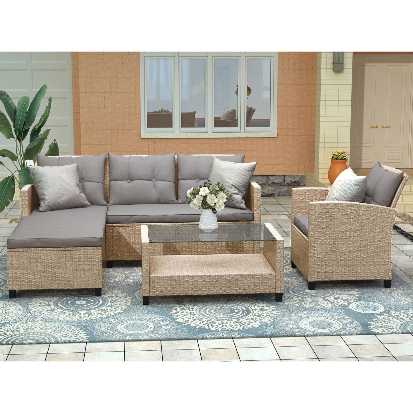4-Piece Conversation Set with Seat Cushions