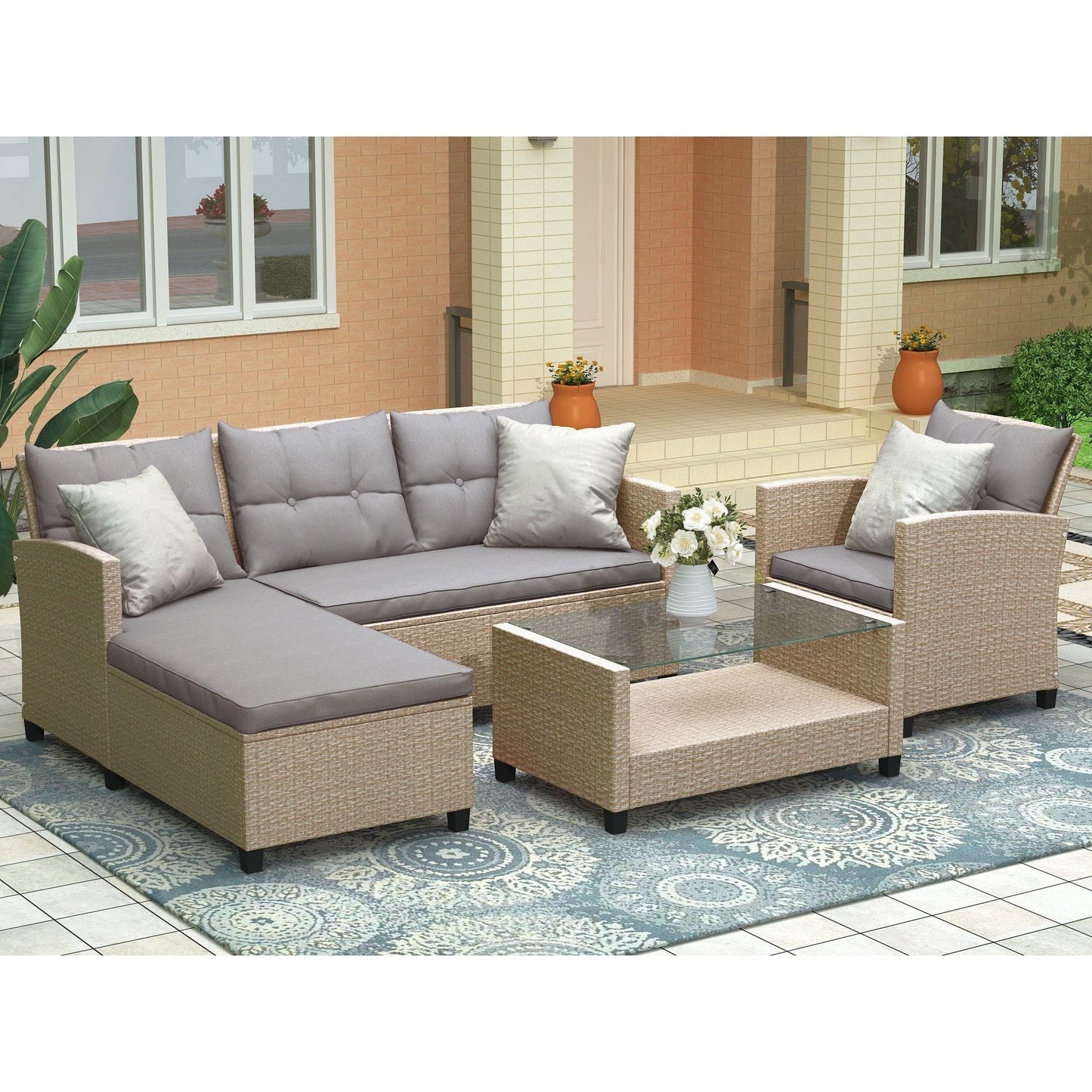 4-Piece Conversation Set with Seat Cushions