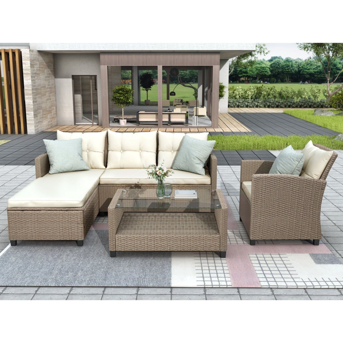 4-Piece Conversation Set with Seat Cushions