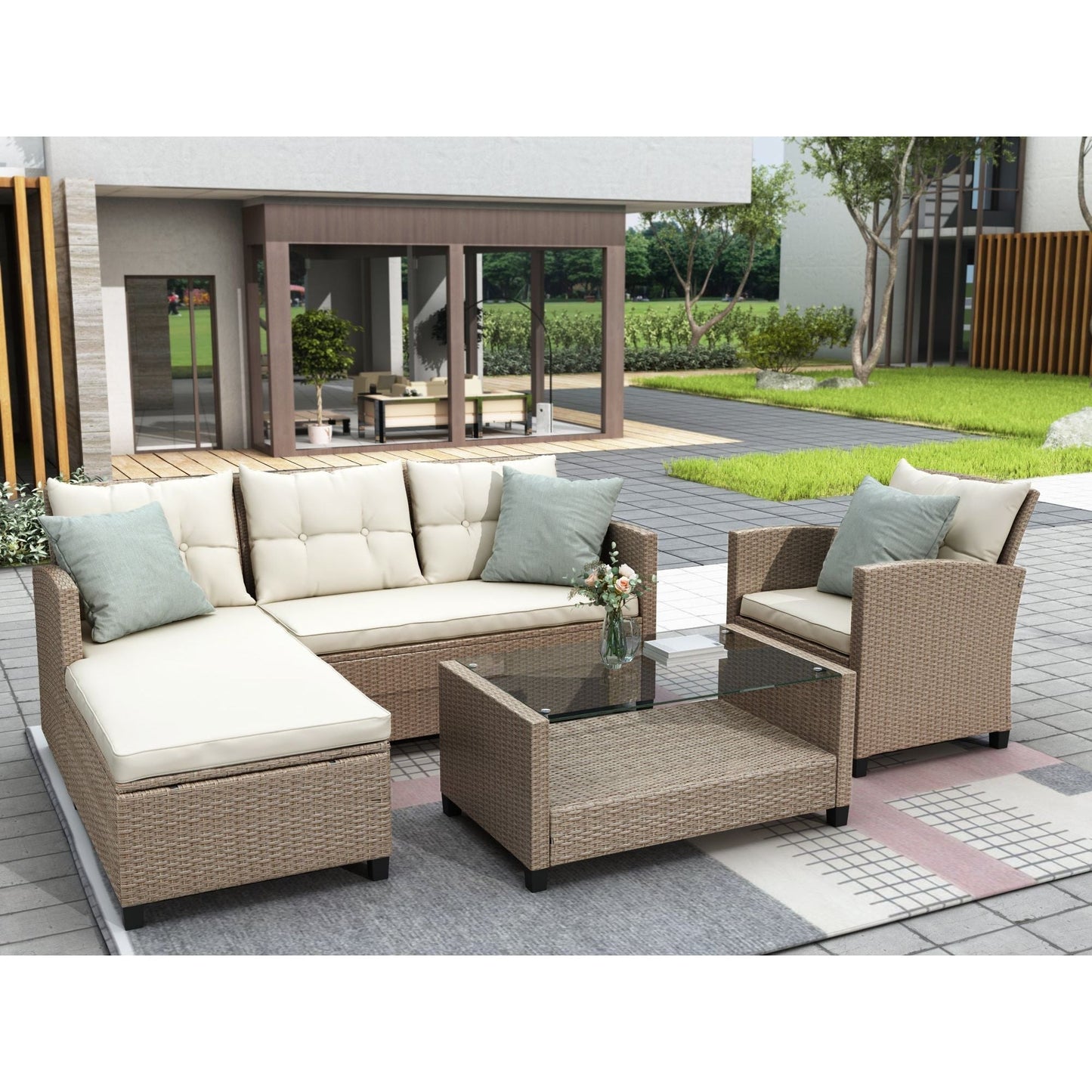 4-Piece Conversation Set with Seat Cushions