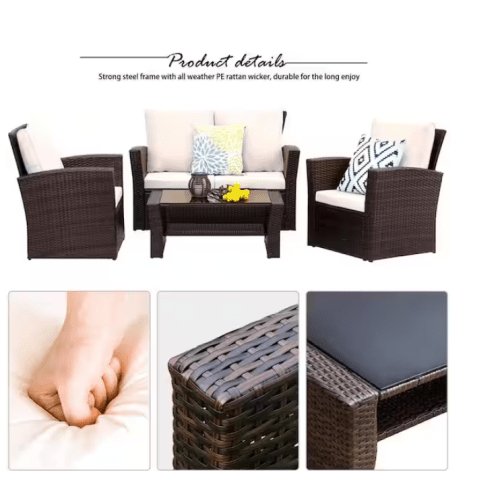 4-Pieces Outdoor Patio Set