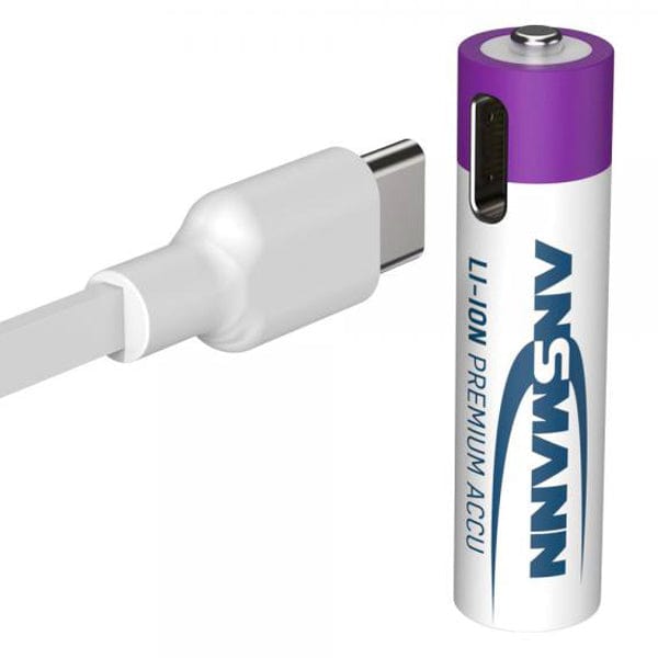 USB-C Rechargeable Li-Ion AAA Batteries (4-pack, 500mAh)