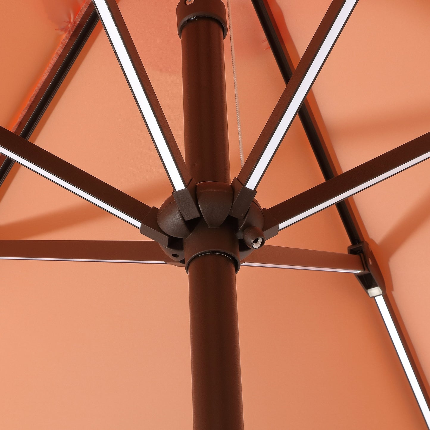 Spencer Classic Coastal 2-Tone Solar LED Market Patio Umbrella with 12 LED Strip Lights