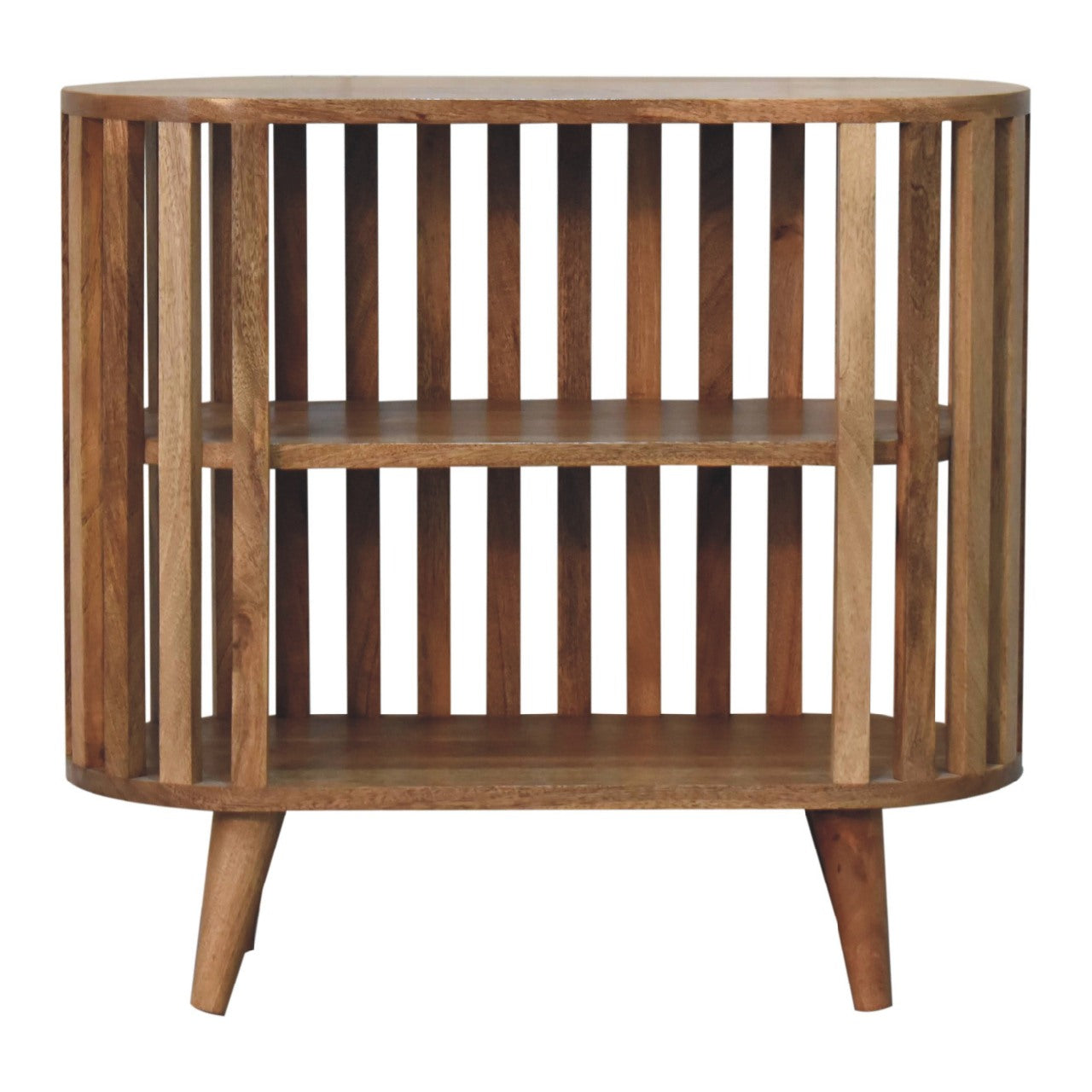 Alliance Wood Cabinet with 2 Shelves and Vertical Slats Design