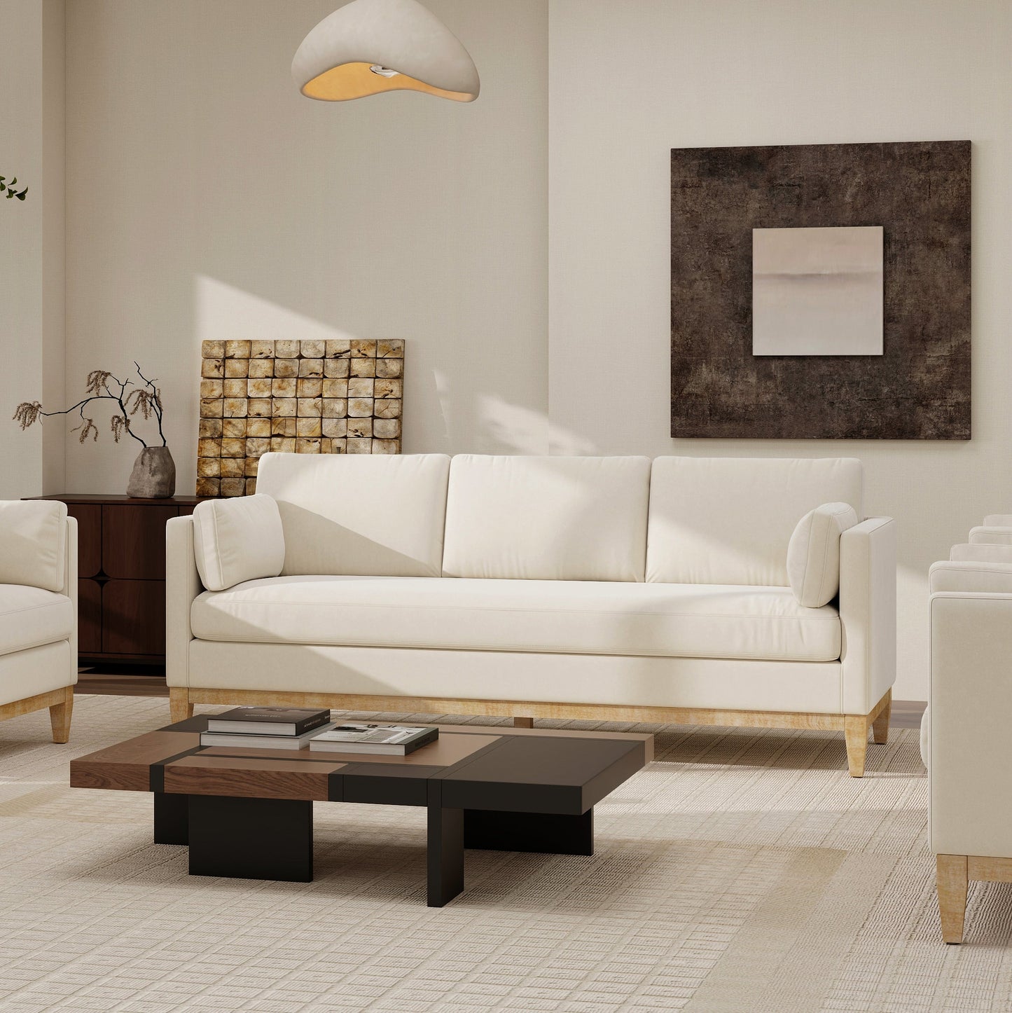 Crownedd 84" Upholstered Sofa with Square Track Arms