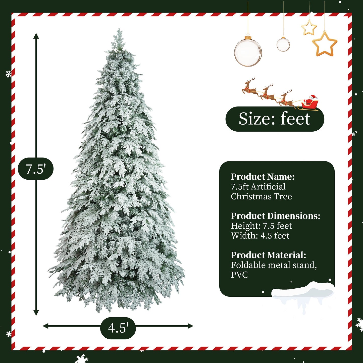 Lirna 7.5ft Artificial Christmas Tree with 400 LED Lights and 1200 Bendable Branches, Xmas Tree Christmas Decorations