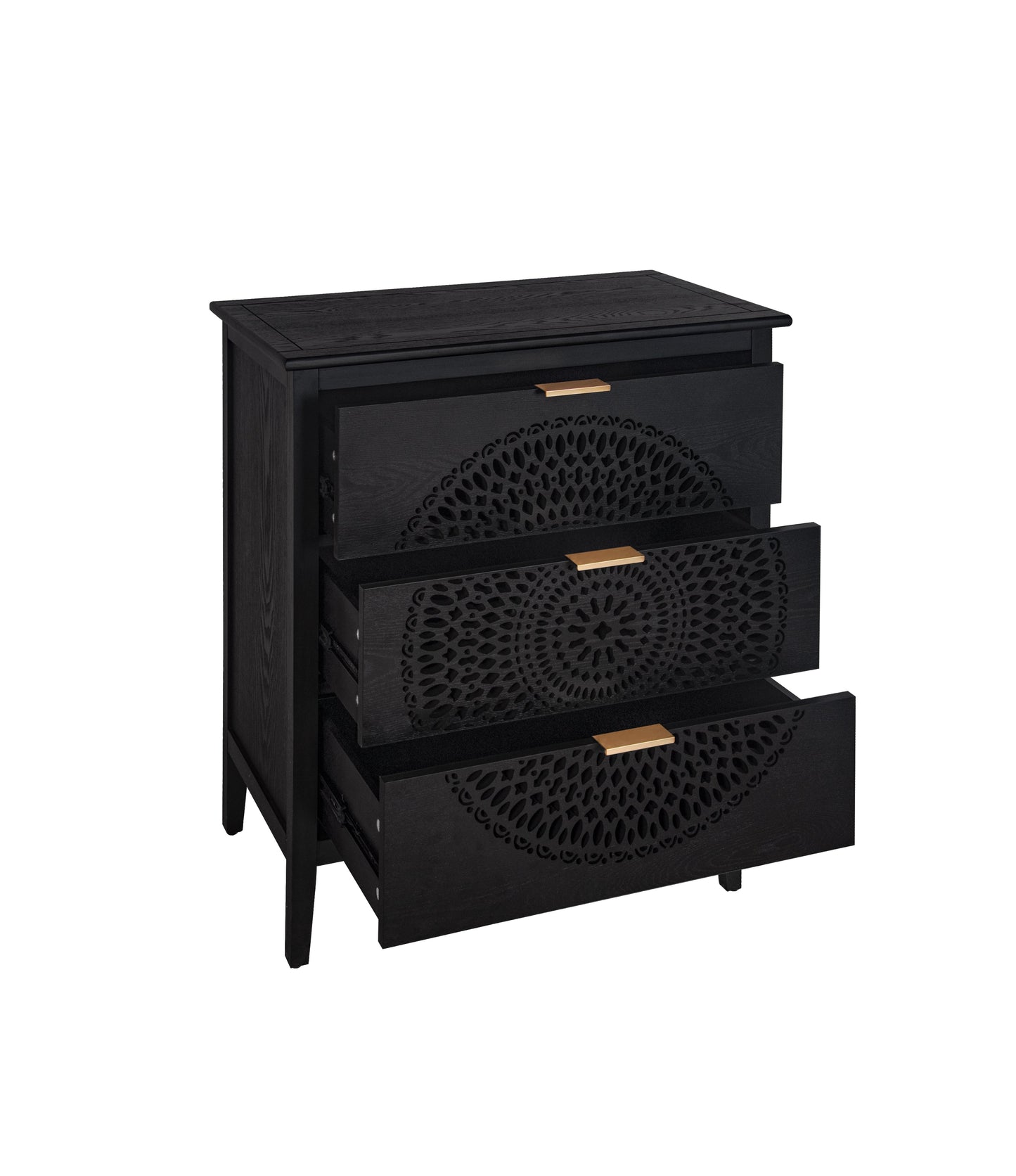 Abundanz 3-Drawer Dresser with Hollow Pattern and Metal Handle