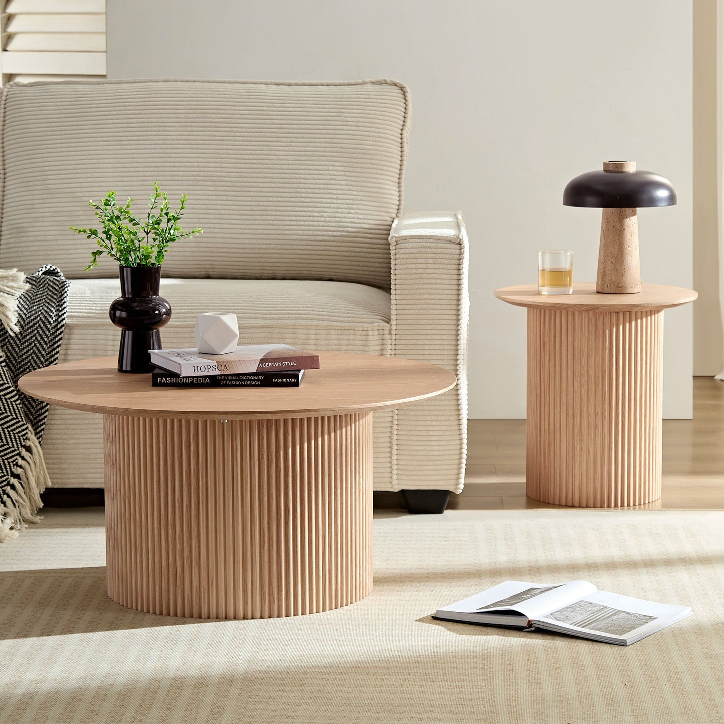 Volet 17.71" Round Side Table with Wave Pattern Base