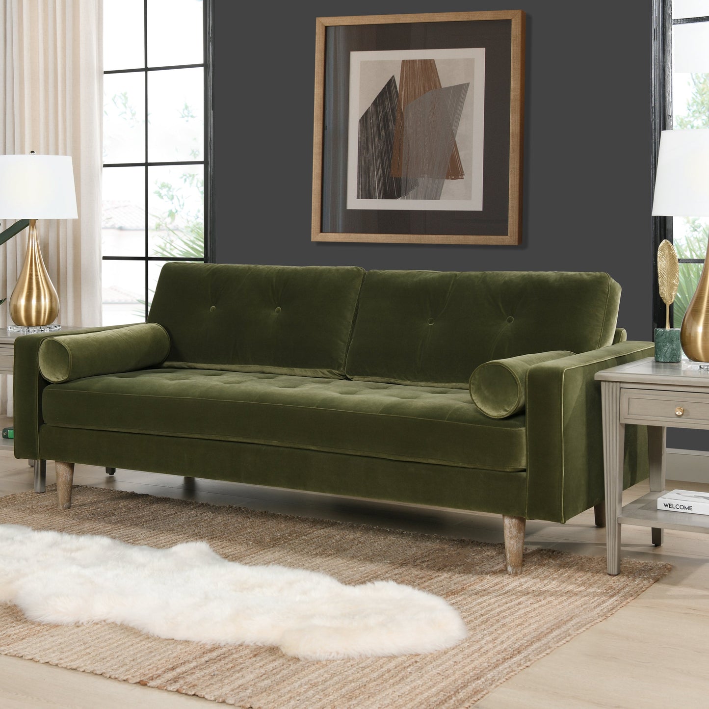 Upholstered Sofa with 2 Removable Cushions
