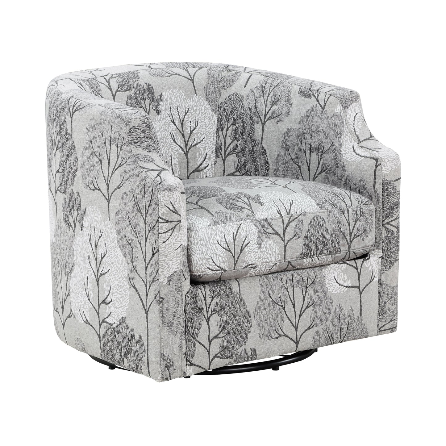Crocoite Upholstered Barrel Chair with Clip Arms Design and 360-Degree Swivel