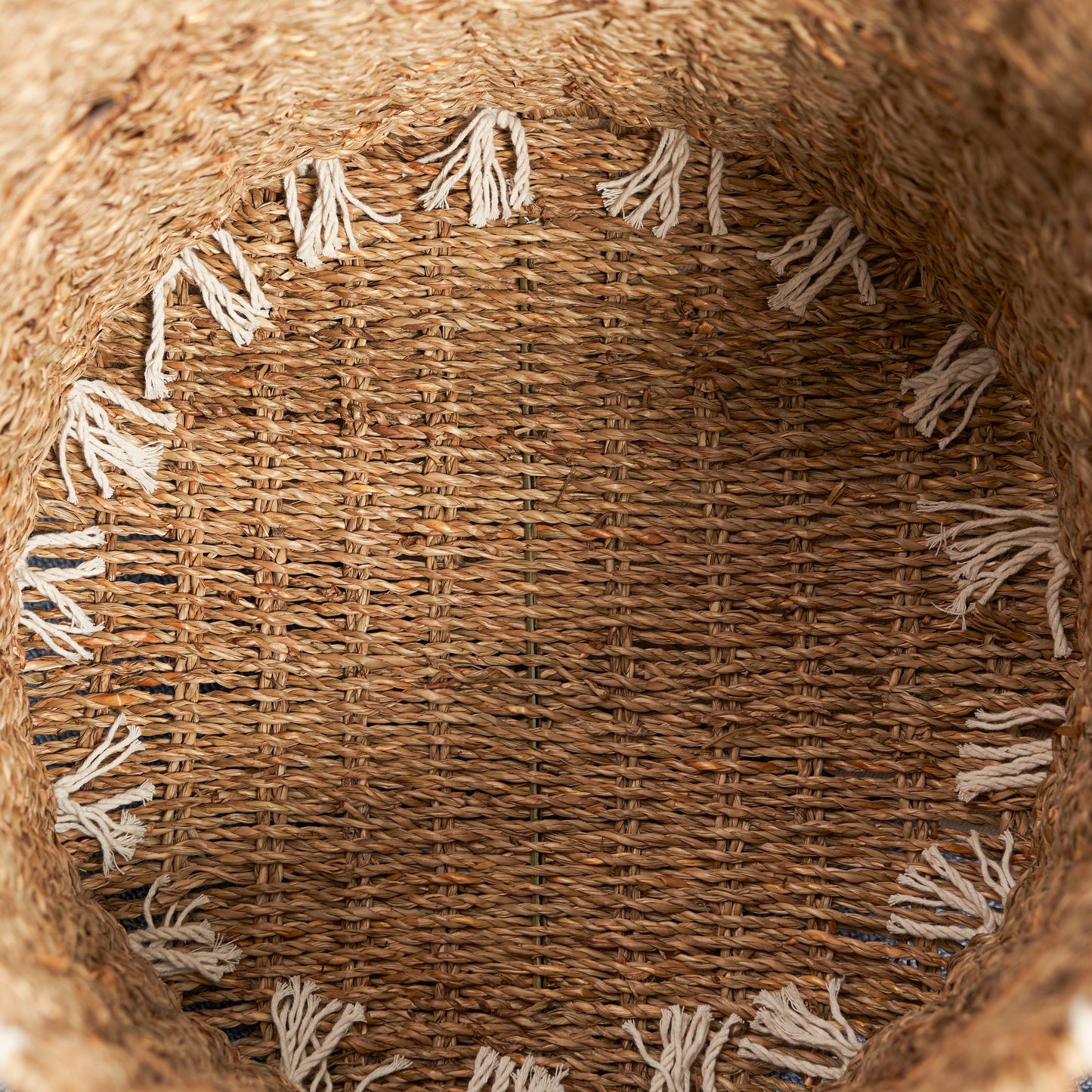 Storage Basket with Plaid Rope Weave Pattern