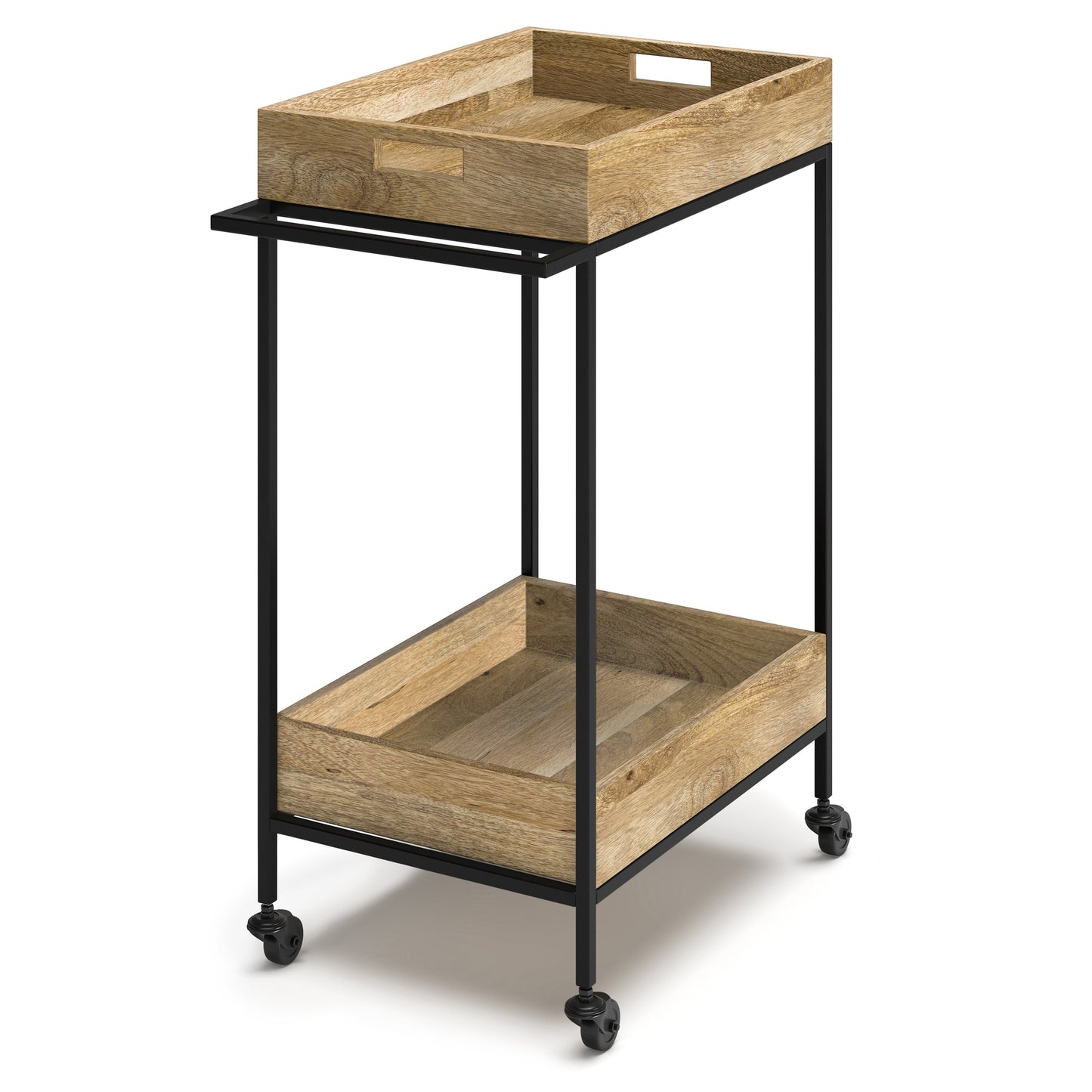 24" 2-Tier Bar Cart with Box Shaped Top
