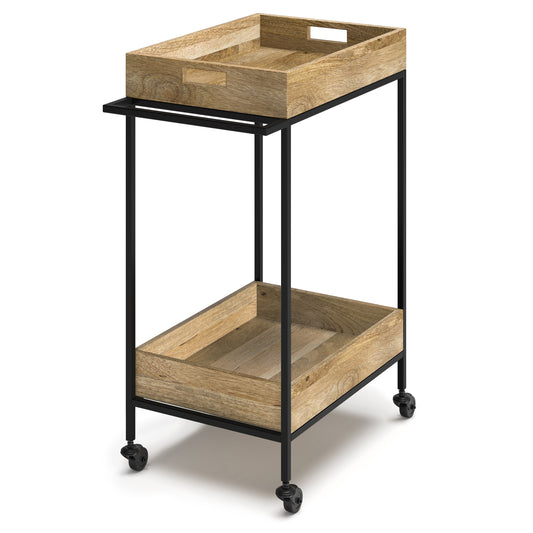 24" 2-Tier Bar Cart with Box Shaped Top